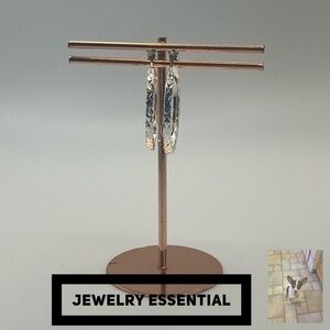 Silver Tone Laser Cut Pierced Hoop Earrings